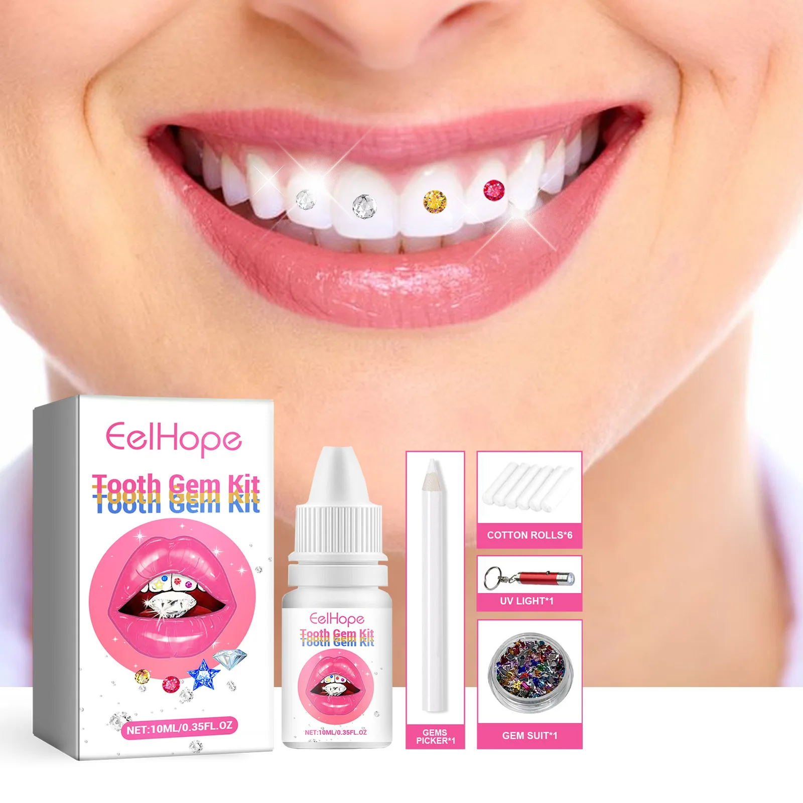 Teeth Whitening Kit With Light - Kit de Bijoux Dentaires DIY :
