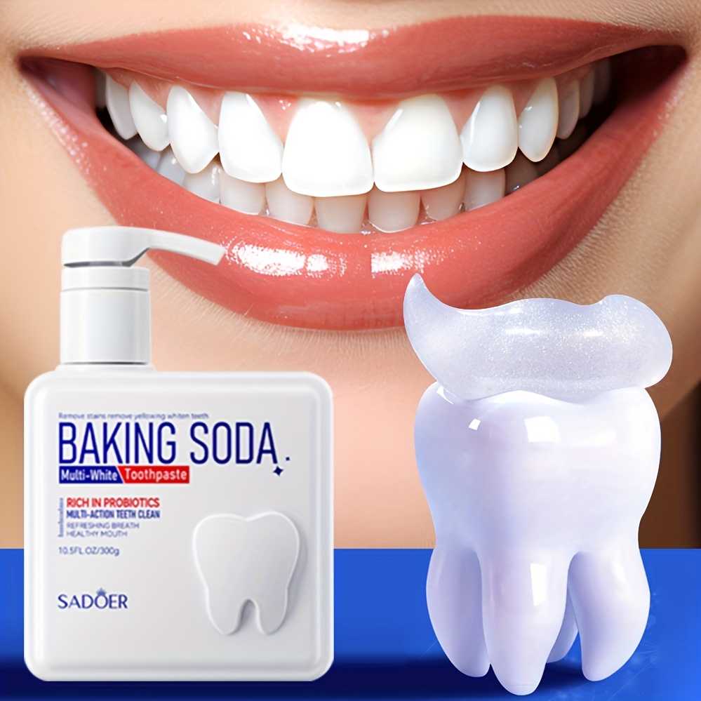 Teeth Whitening Baking Soda - Dentifrice à pompe probiotique pour bicarbonate